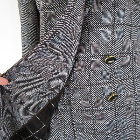 St. John Collection Metallic Gray Plaid Double Breasted Skirt Suit 10 Formal - Picture 8 of 16